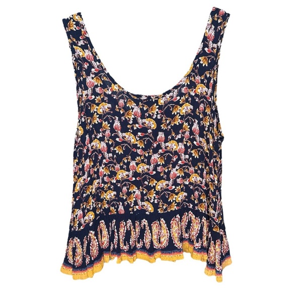 Patrons of Peace Bohemian Floral Cropped Flowy Tank Top size Small - Picture 3 of 4
